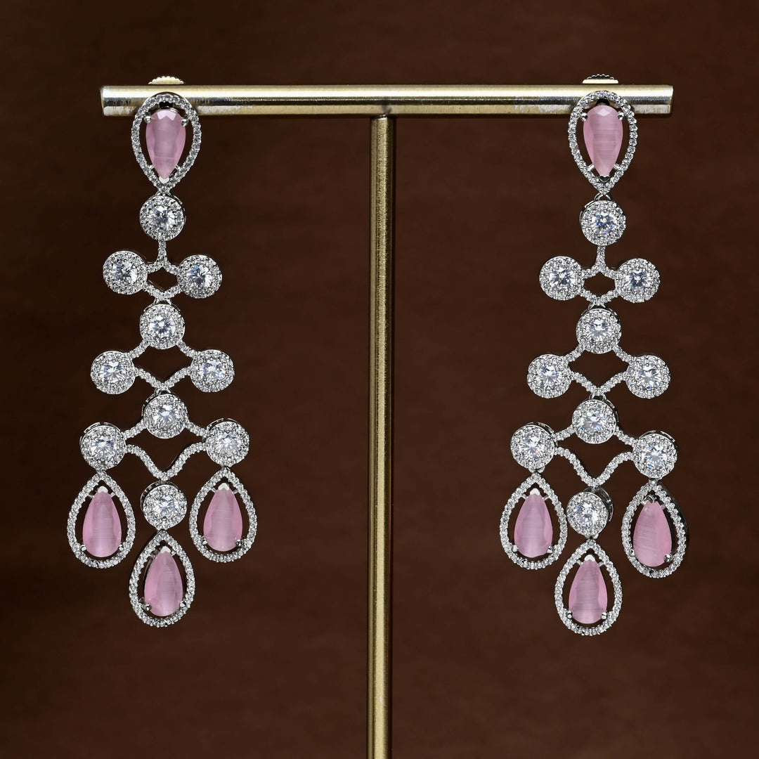 CZ White Gold Earrings