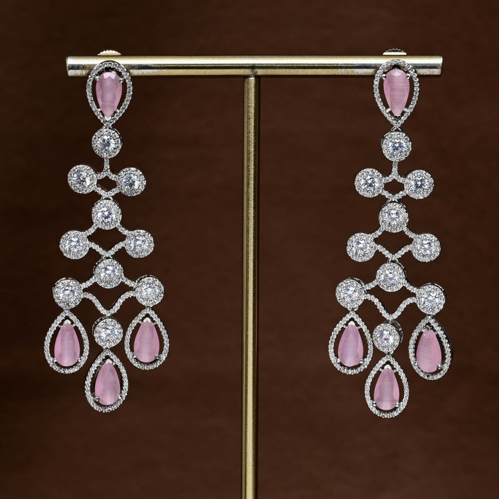 CZ White Gold Earrings