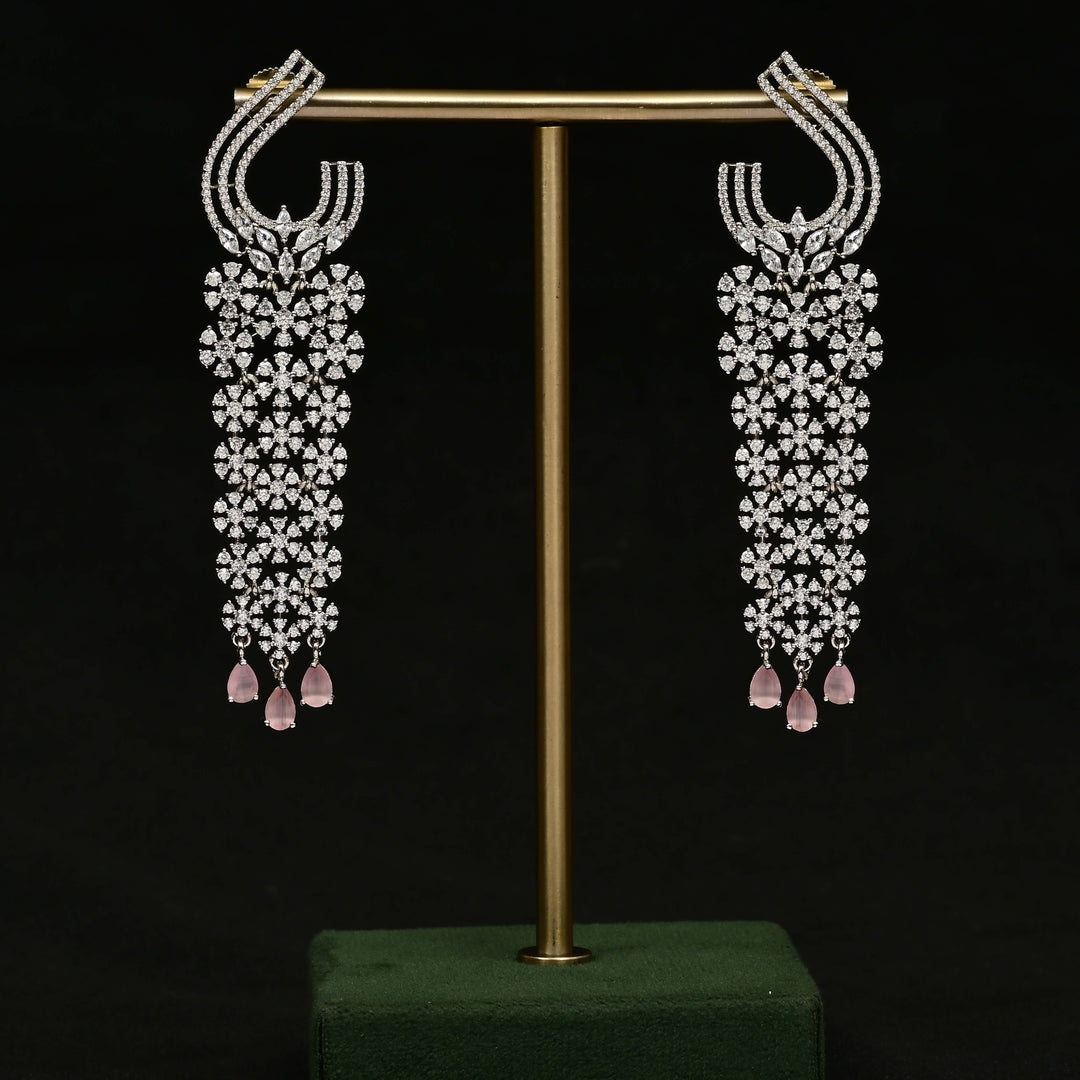 CZ White Gold Earrings