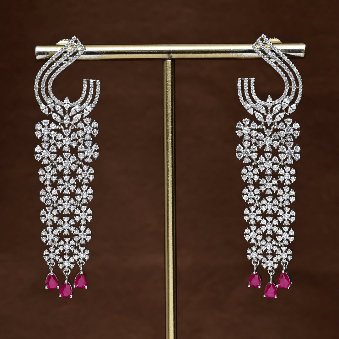 CZ White Gold Earrings