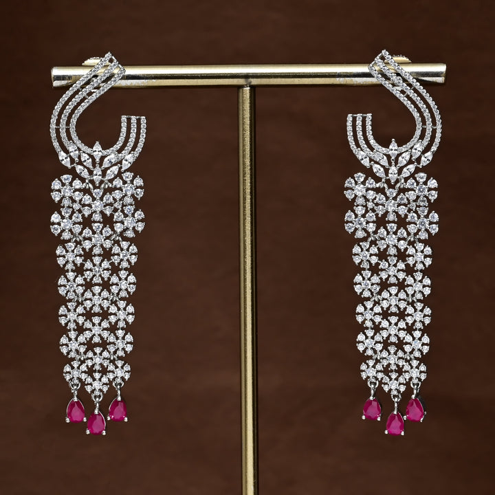 CZ White Gold Earrings
