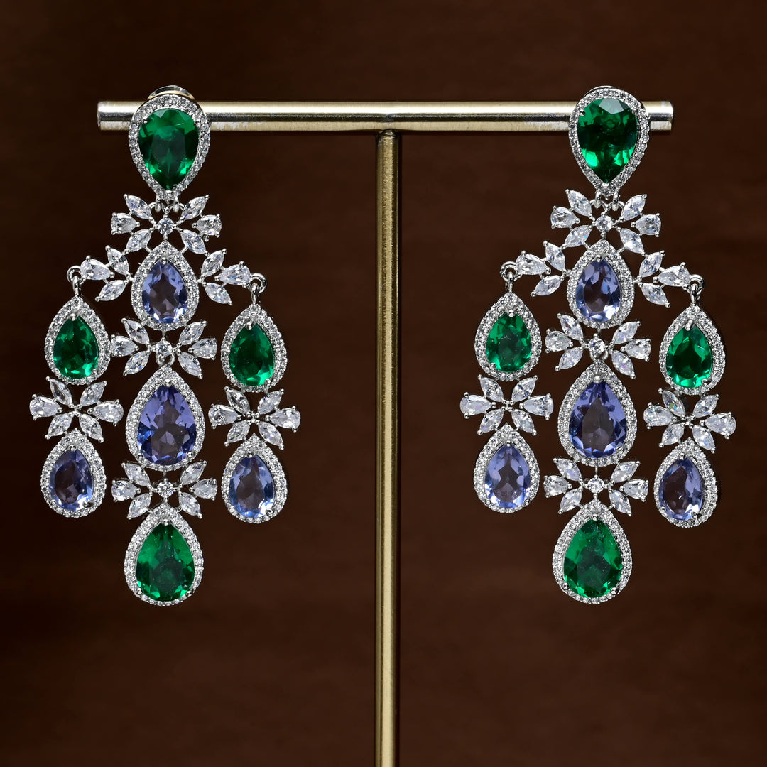 CZ White Gold Earrings