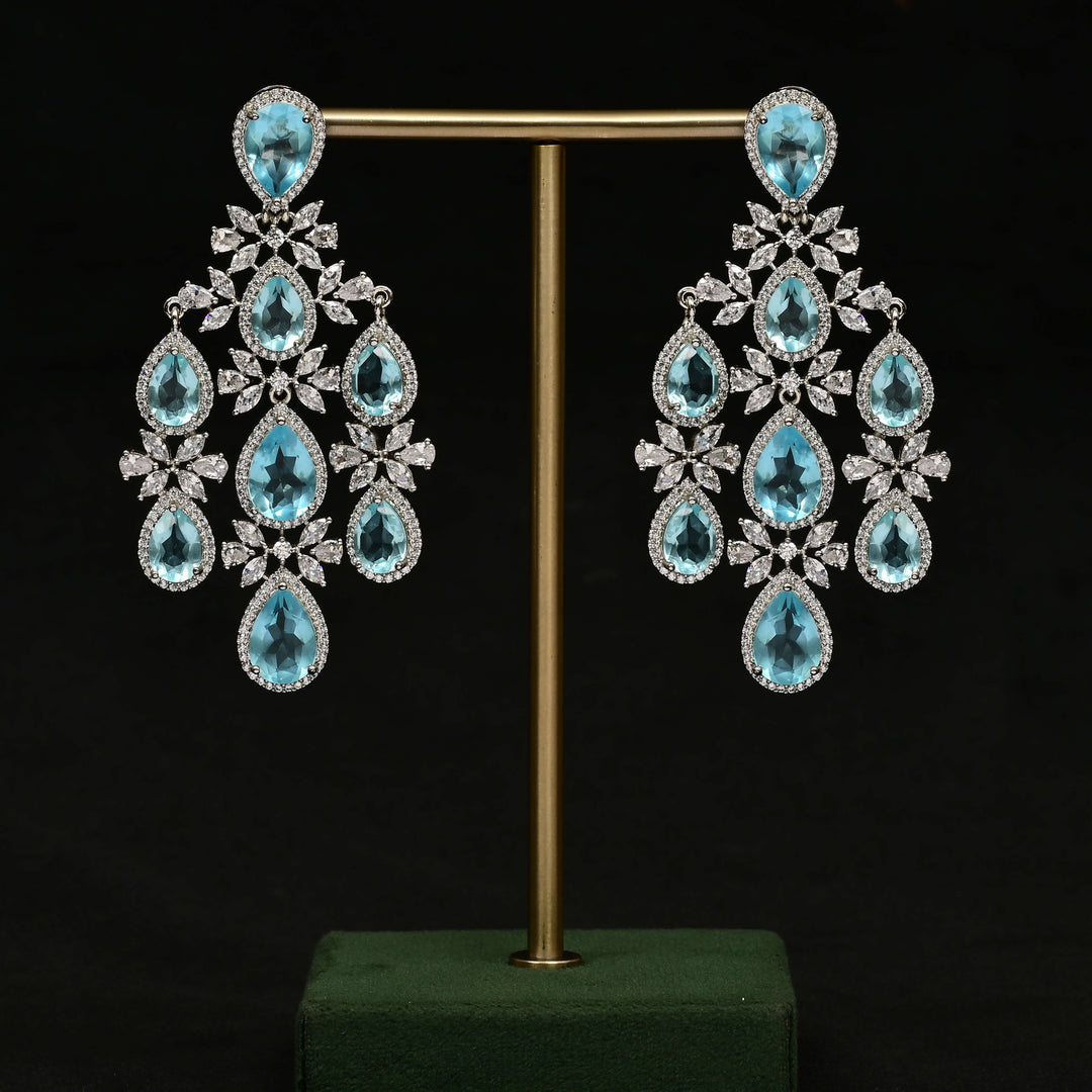 CZ White Gold Earrings