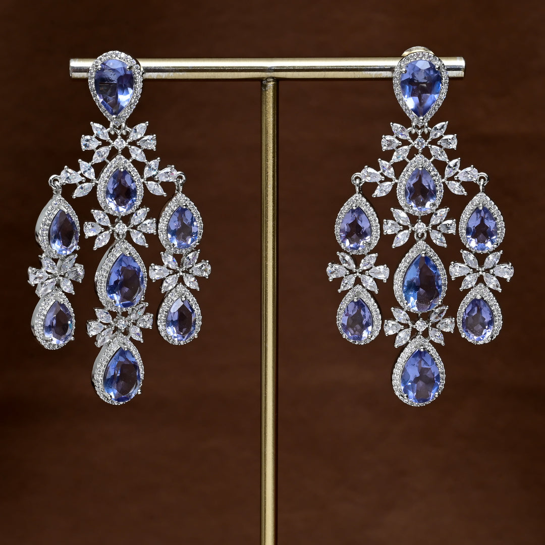 CZ White Gold Earrings