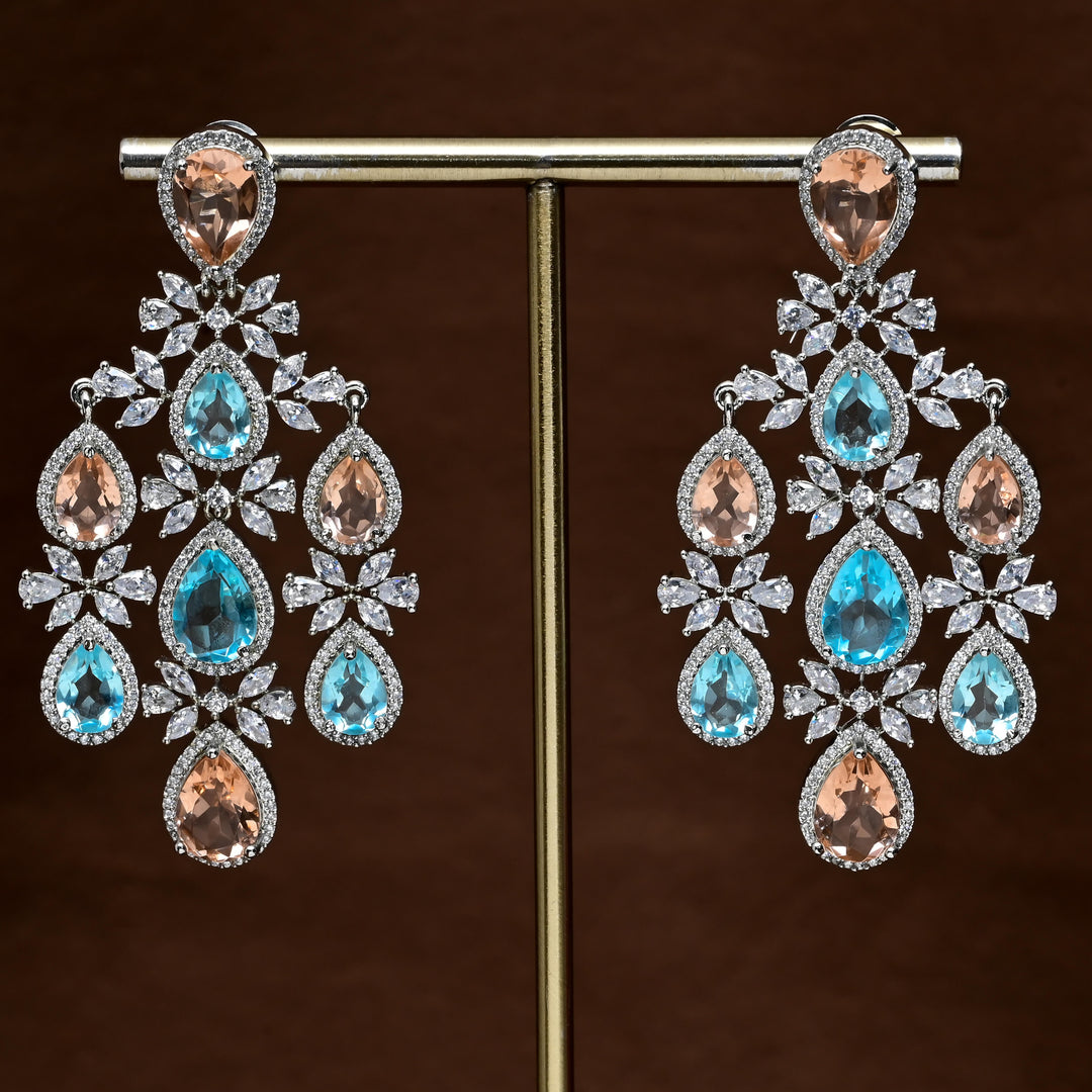 CZ White Gold Earrings