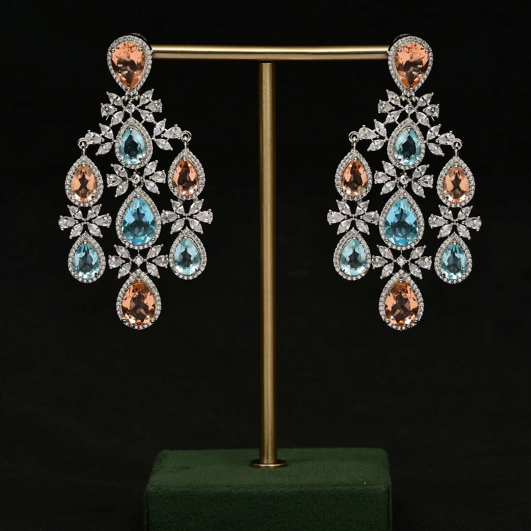 CZ White Gold Earrings