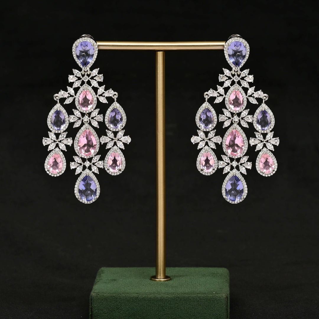 CZ White Gold Earrings