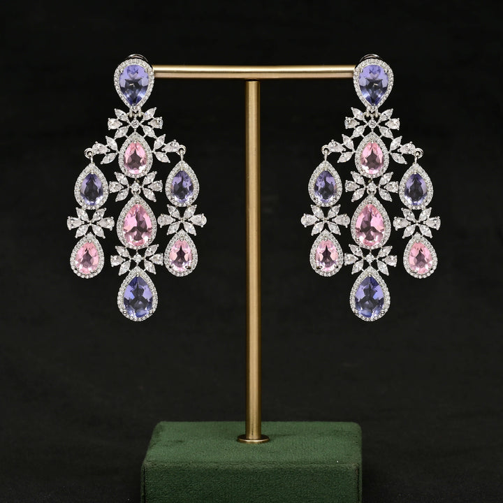 CZ White Gold Earrings