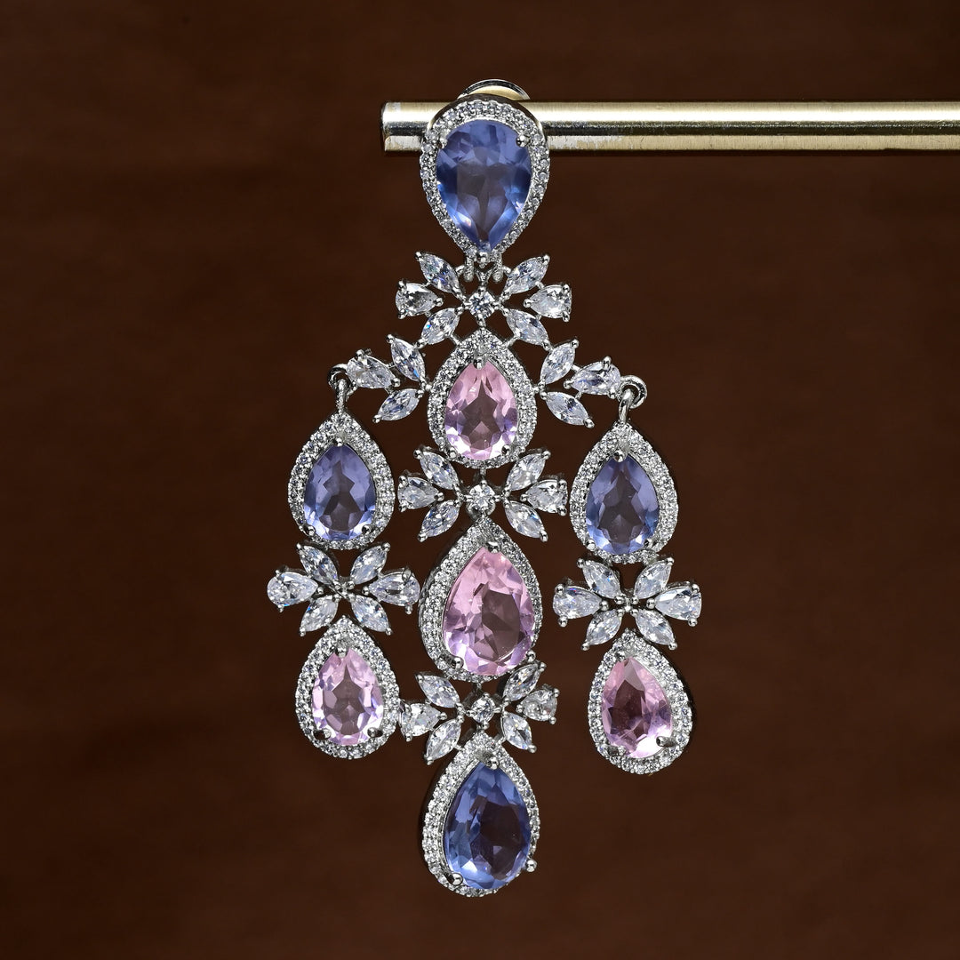 CZ White Gold Earrings