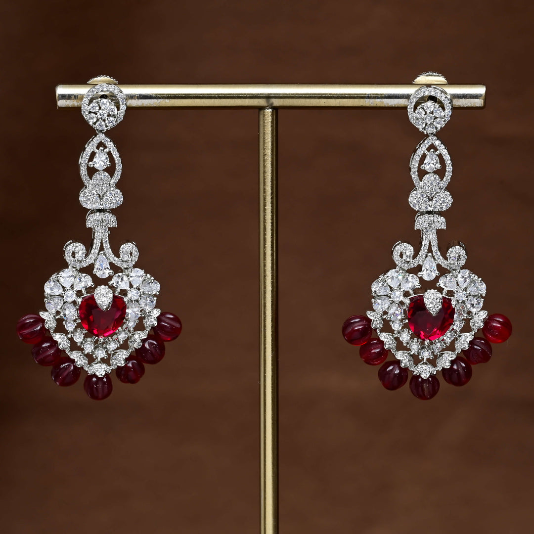 CZ White Gold Earrings