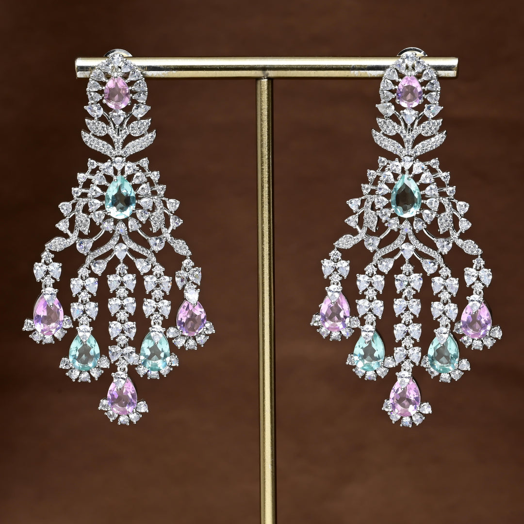 CZ White Gold Earrings