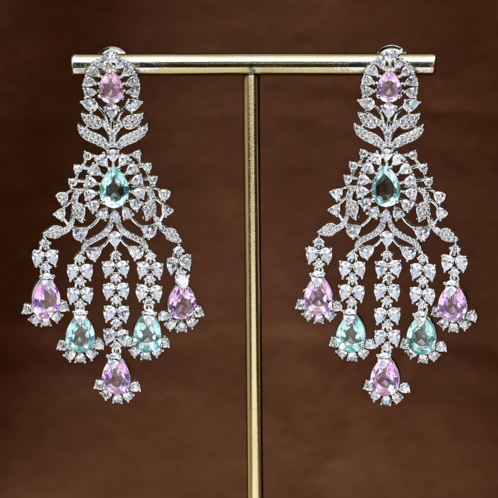 CZ White Gold Earrings