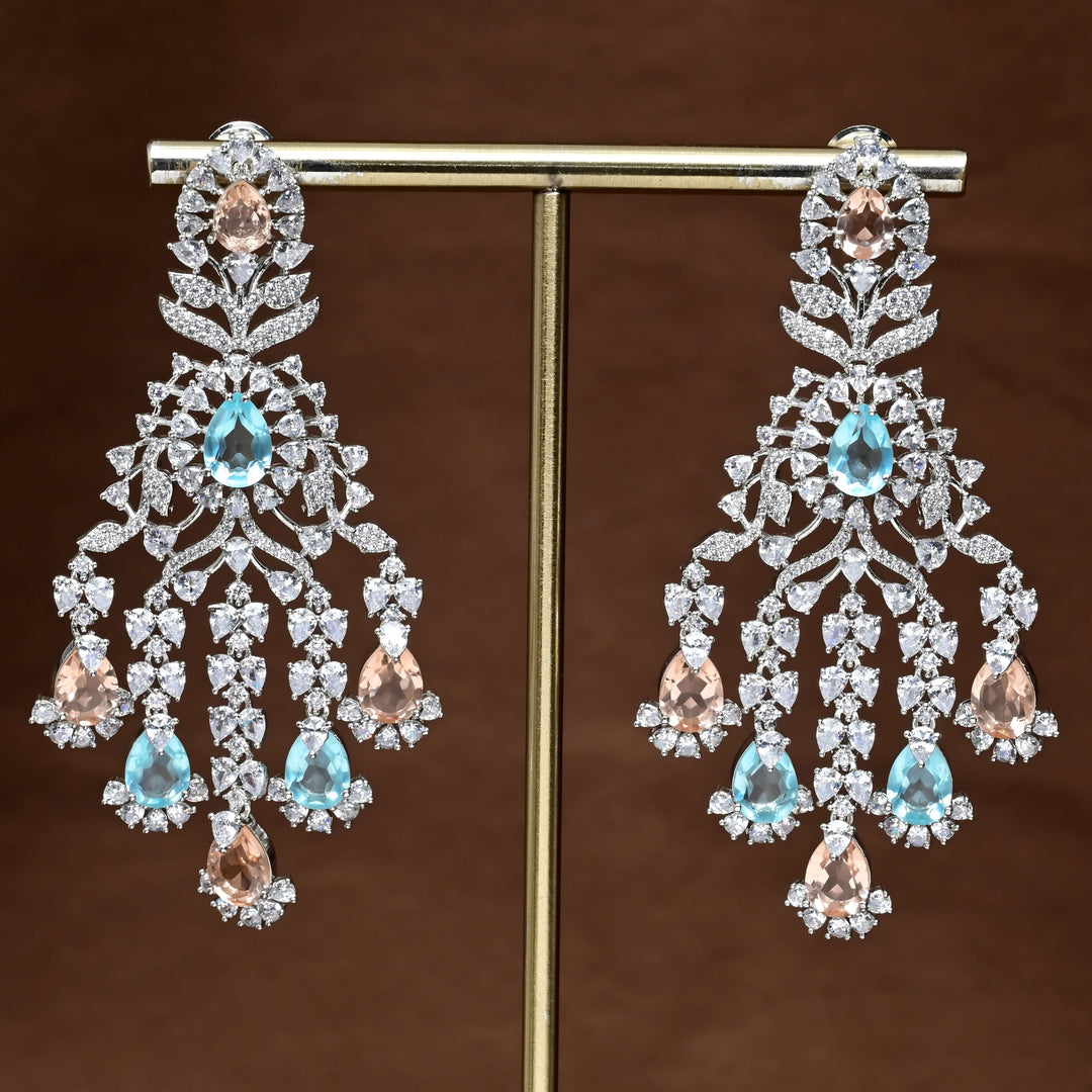 CZ White Gold Earrings