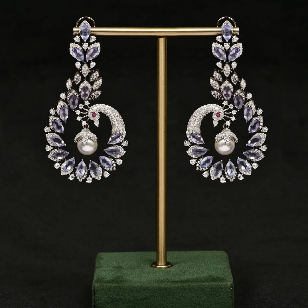 CZ White Gold Earrings