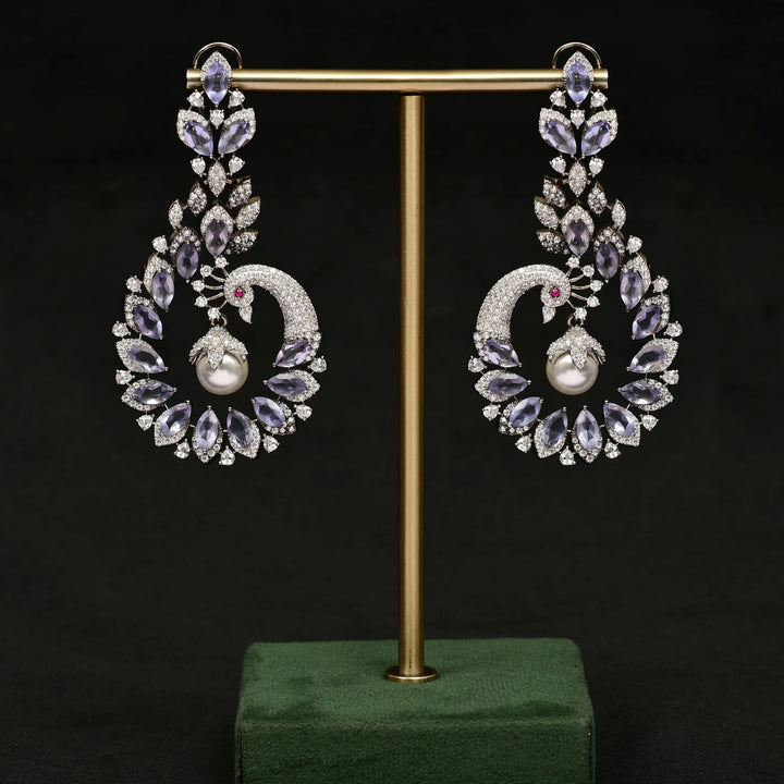 CZ White Gold Earrings