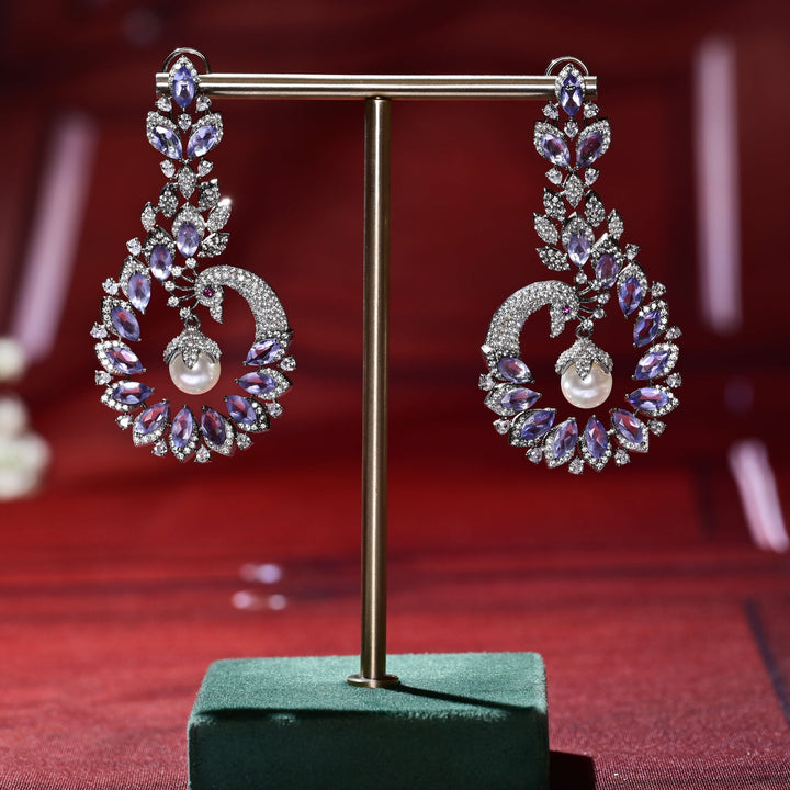 CZ White Gold Earrings