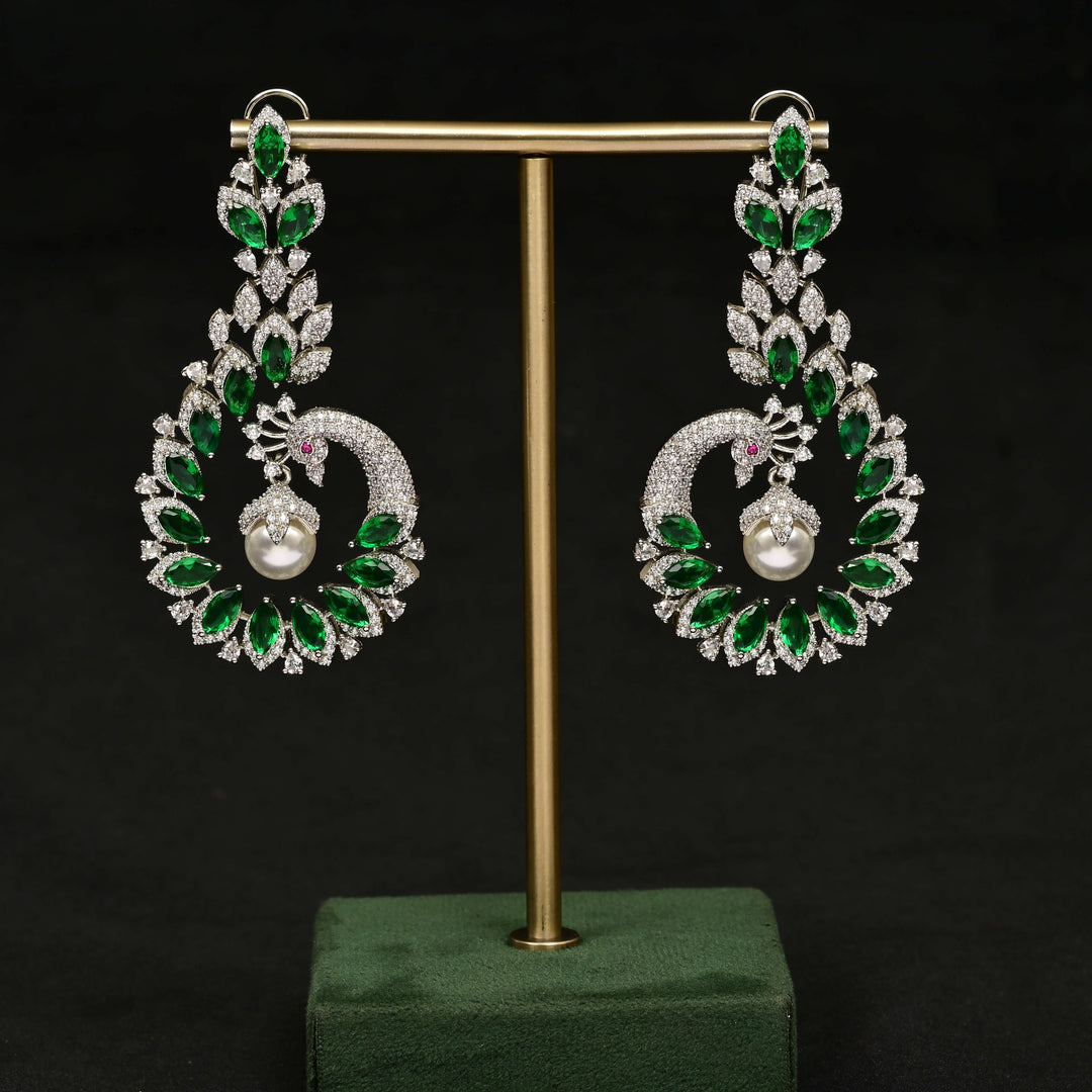 CZ White Gold Earrings