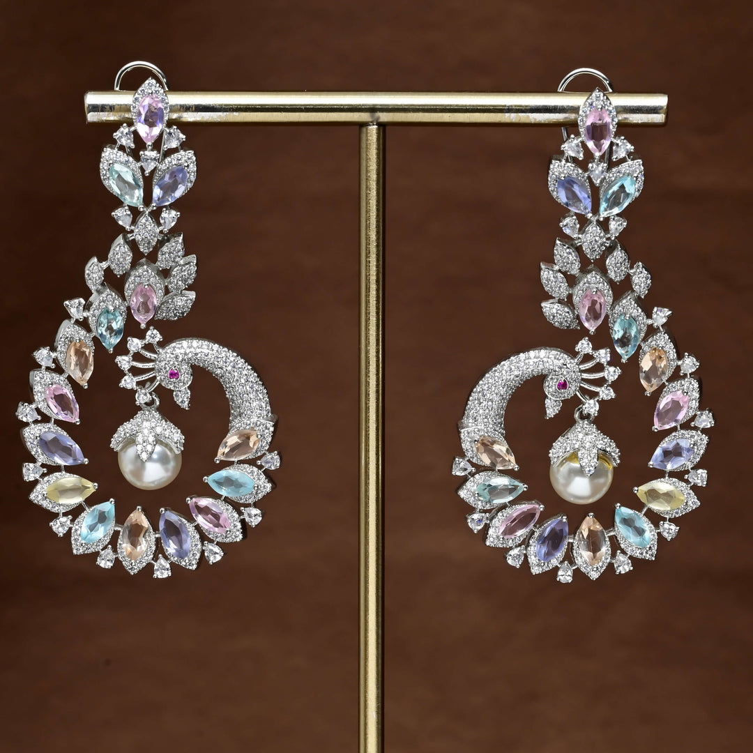 CZ White Gold Earrings