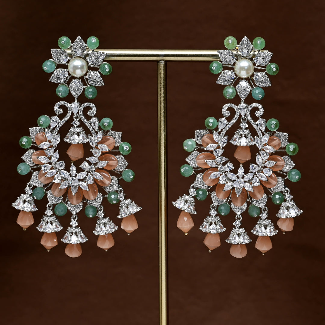 CZ White Gold Earrings