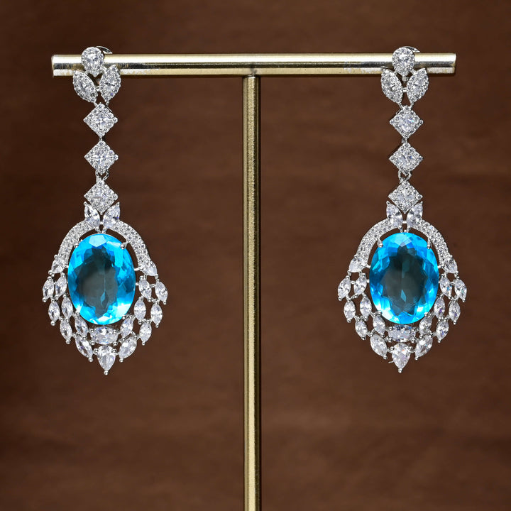 CZ White Gold Earrings