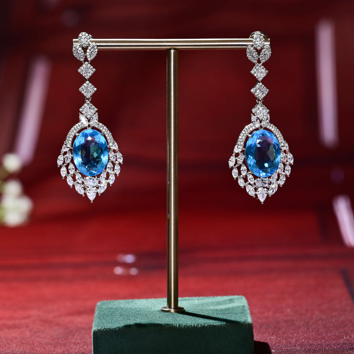 CZ White Gold Earrings