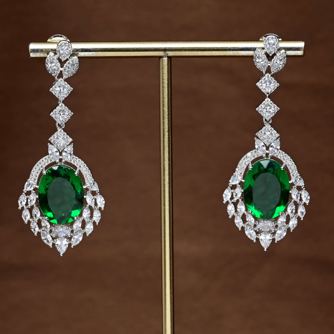 CZ White Gold Earrings