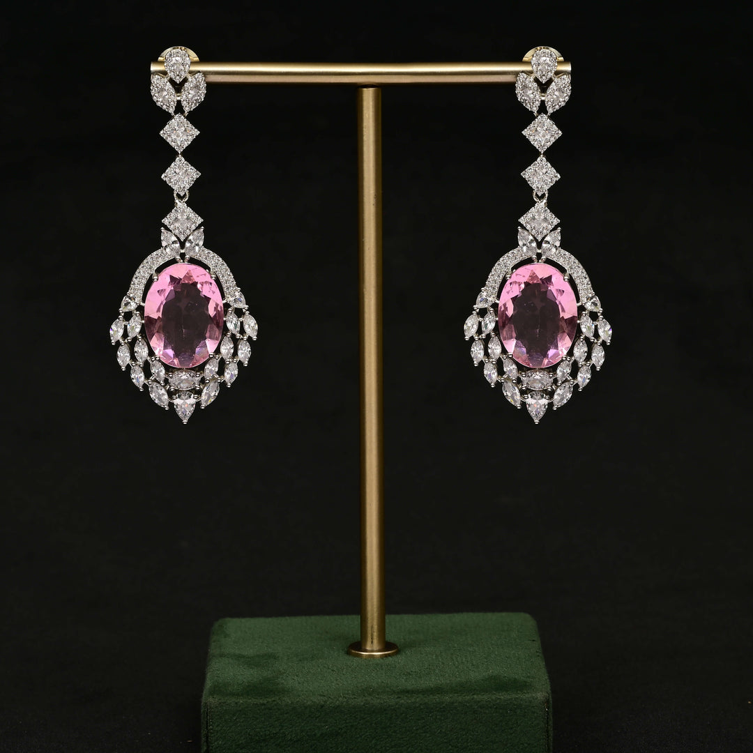 CZ white Gold Earrings
