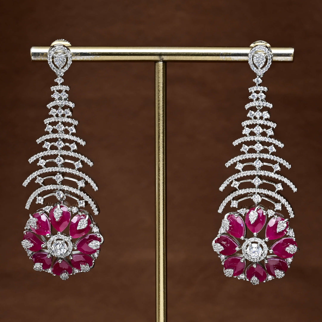 CZ White Gold Earrings