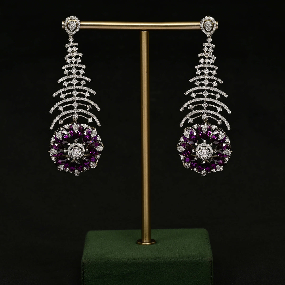 CZ White Gold Earrings