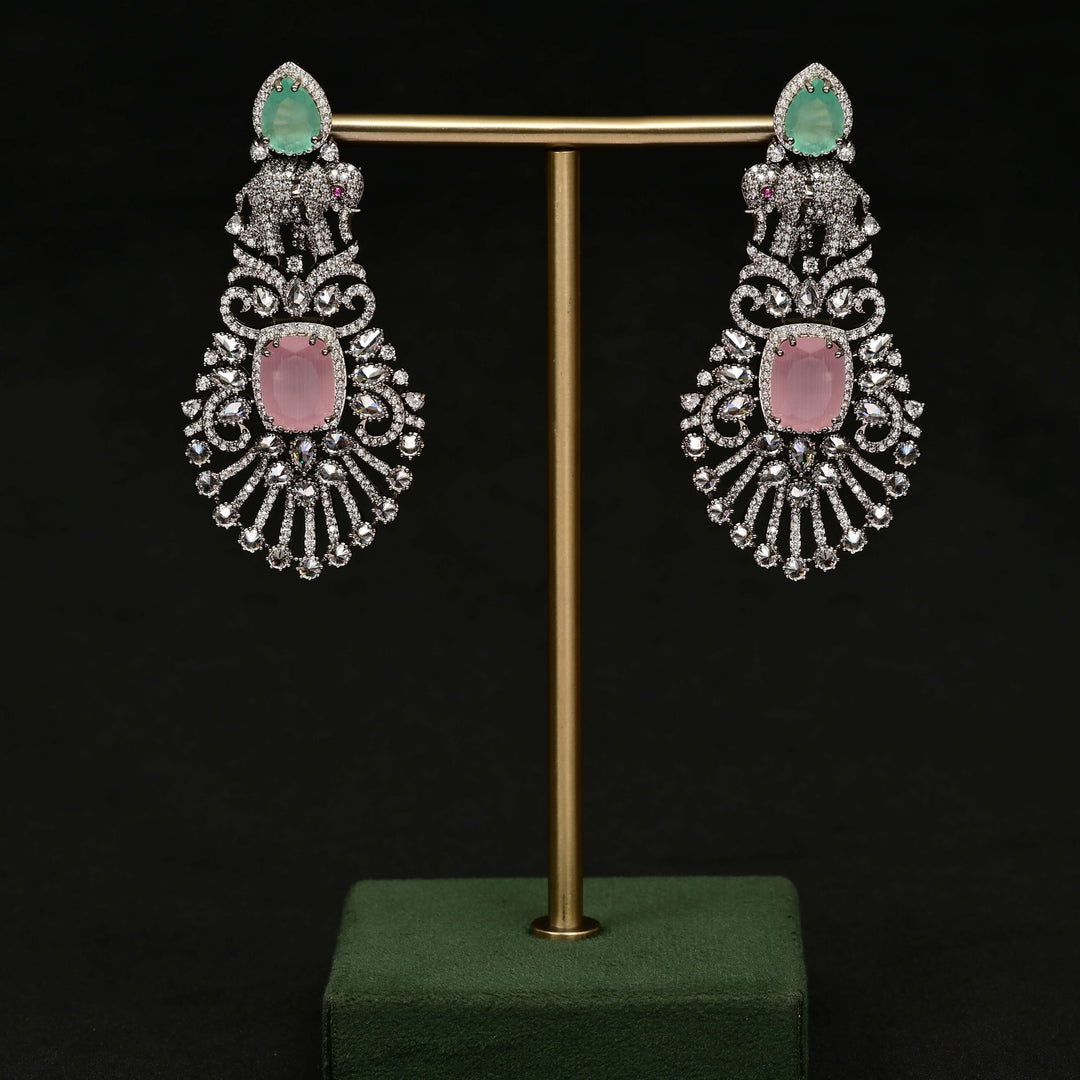 CZ White Gold Earrings
