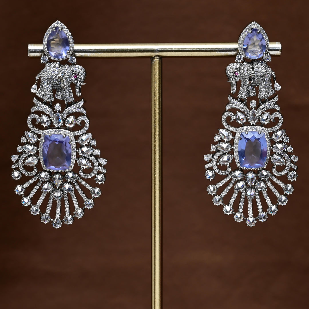 CZ White Gold Earrings