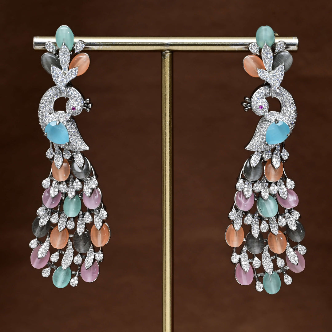 CZ White Gold Earrings