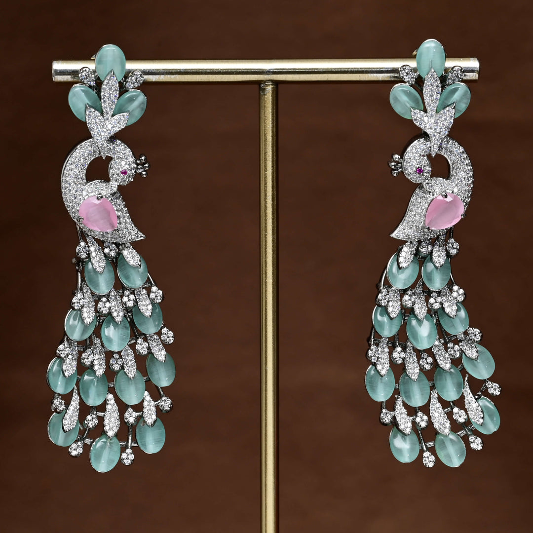 CZ White Gold Earrings