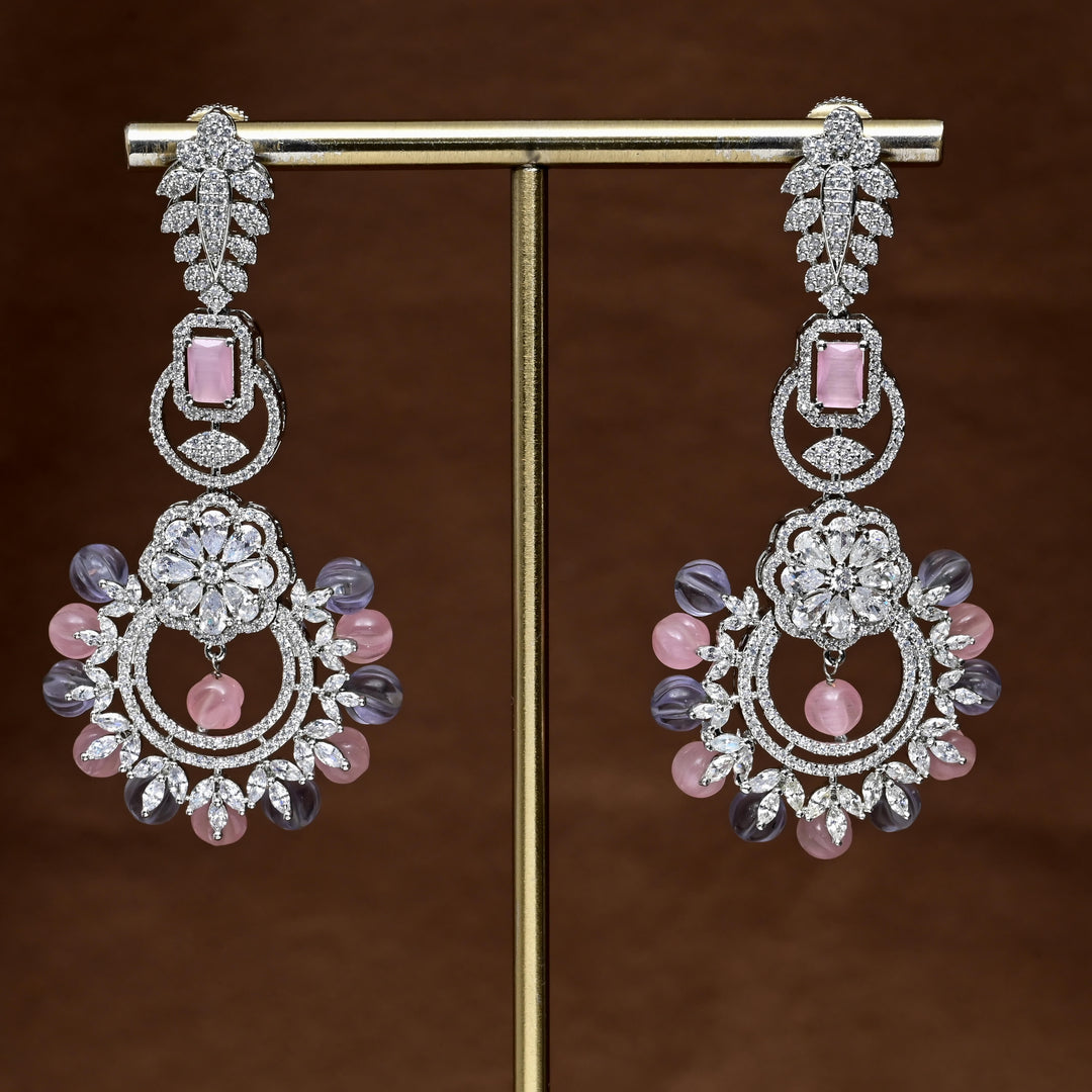 CZ White Gold Earrings