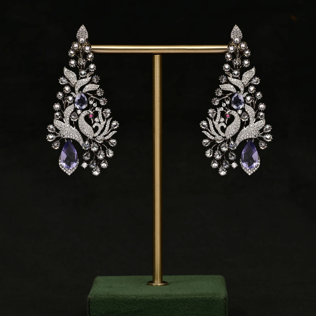 CZ White Gold Earrings