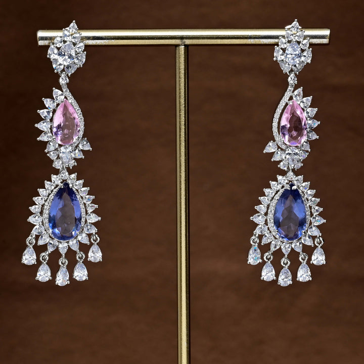CZ White Gold Earrings