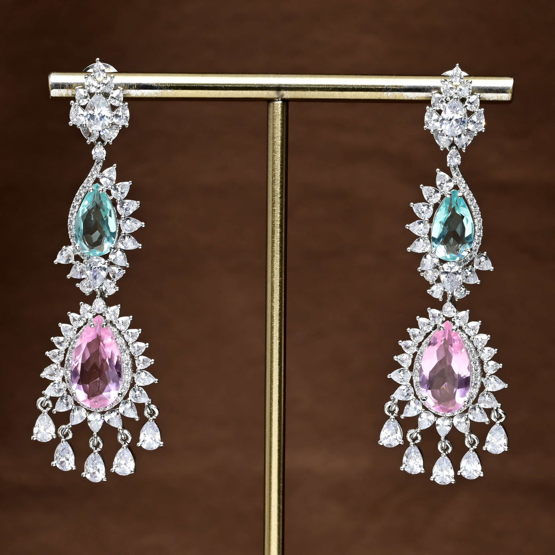 CZ White Gold Earrings