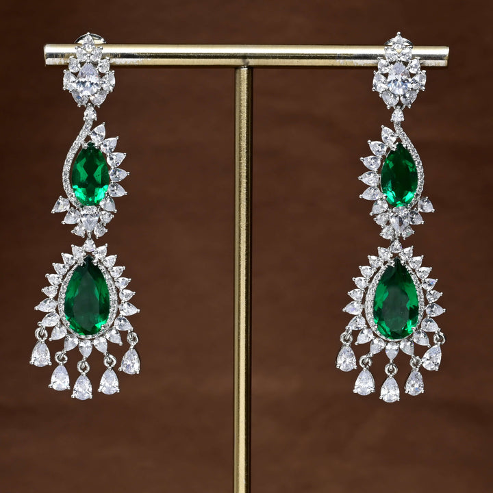 CZ White Gold Earrings