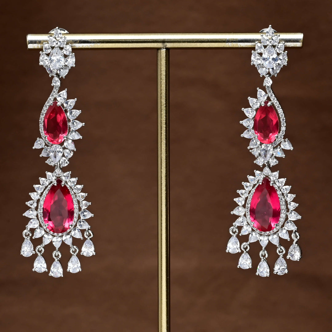 CZ White Gold Earrings
