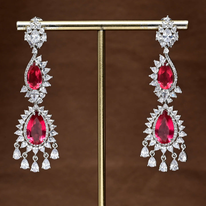 CZ White Gold Earrings