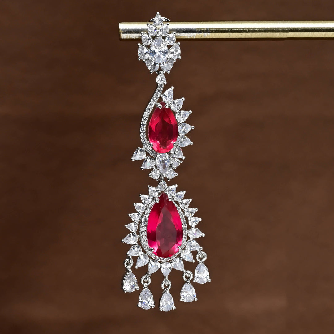 CZ White Gold Earrings