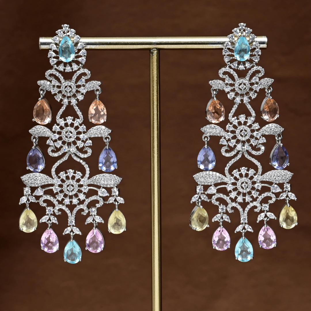 CZ White Gold Earrings