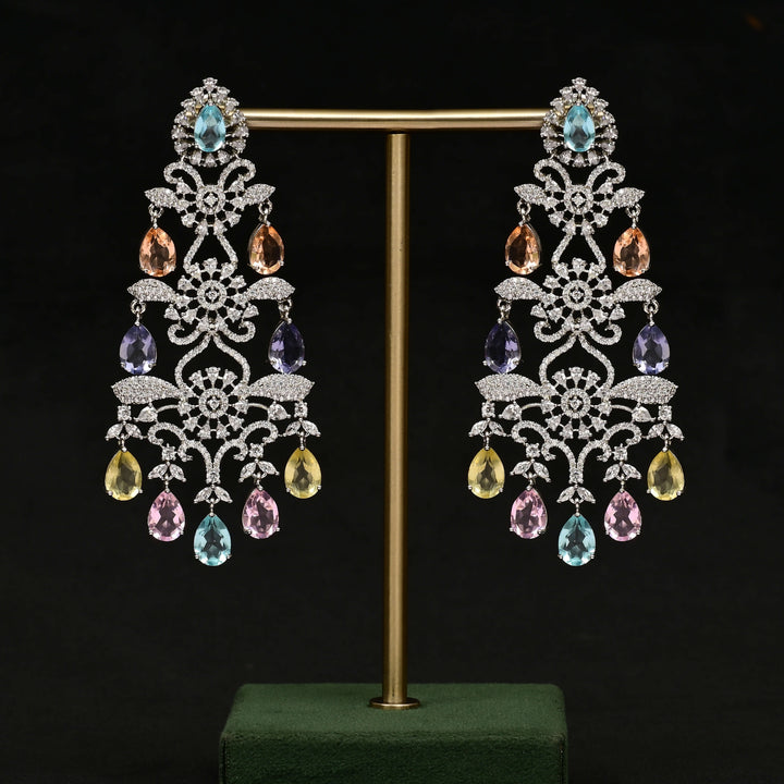 CZ White Gold Earrings
