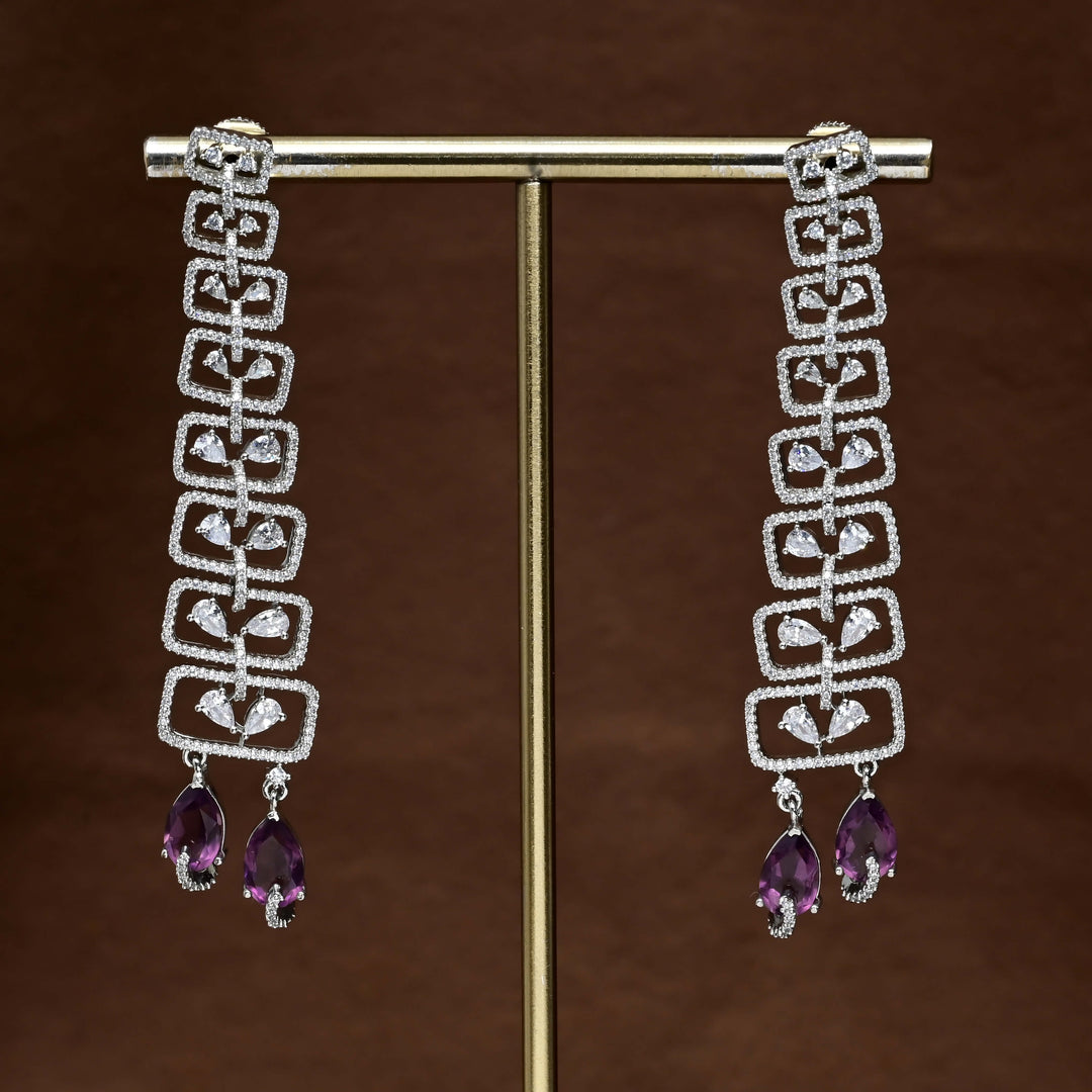 CZ White Gold Earrings