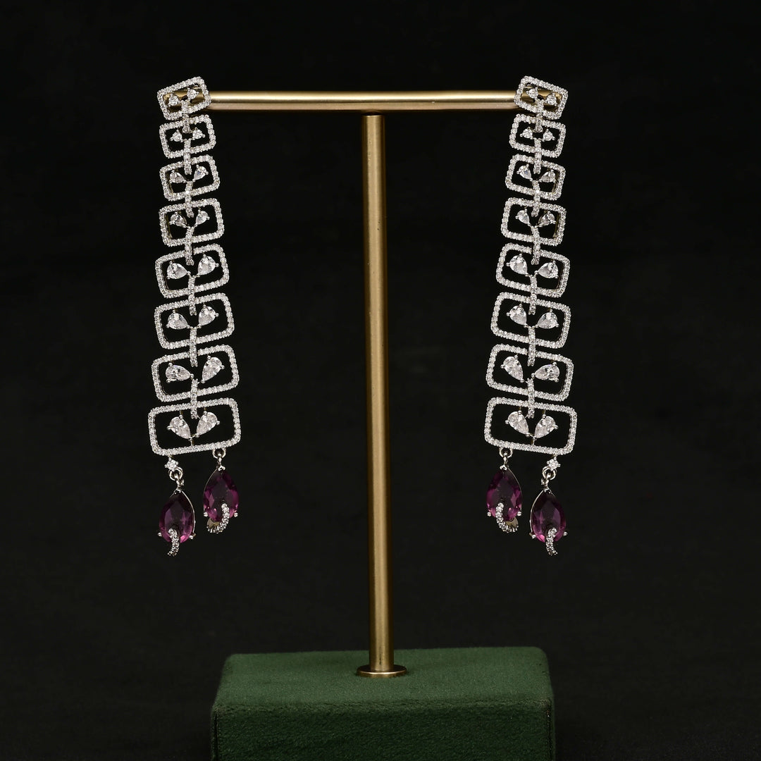 CZ White Gold Earrings