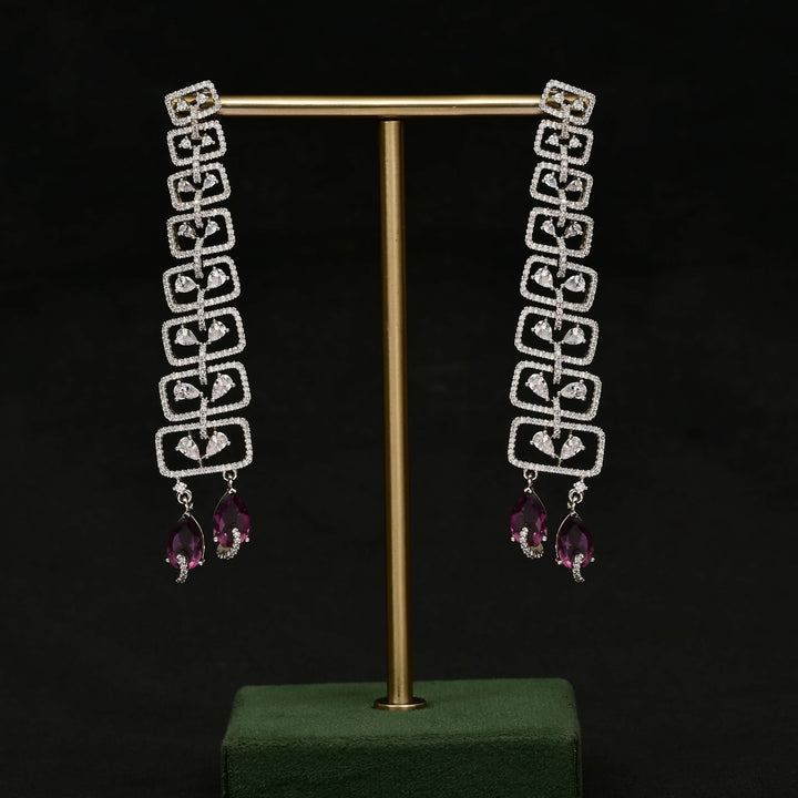 CZ White Gold Earrings
