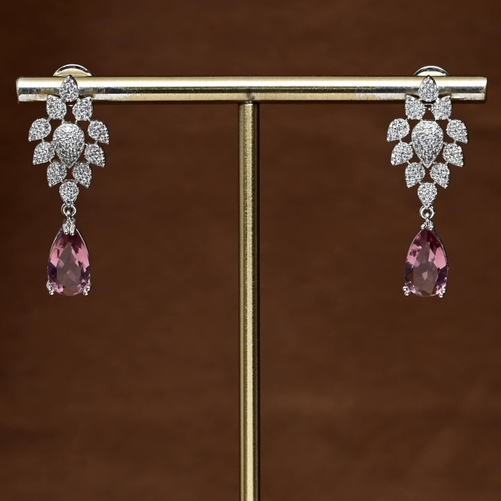 CZ White Gold Earrings