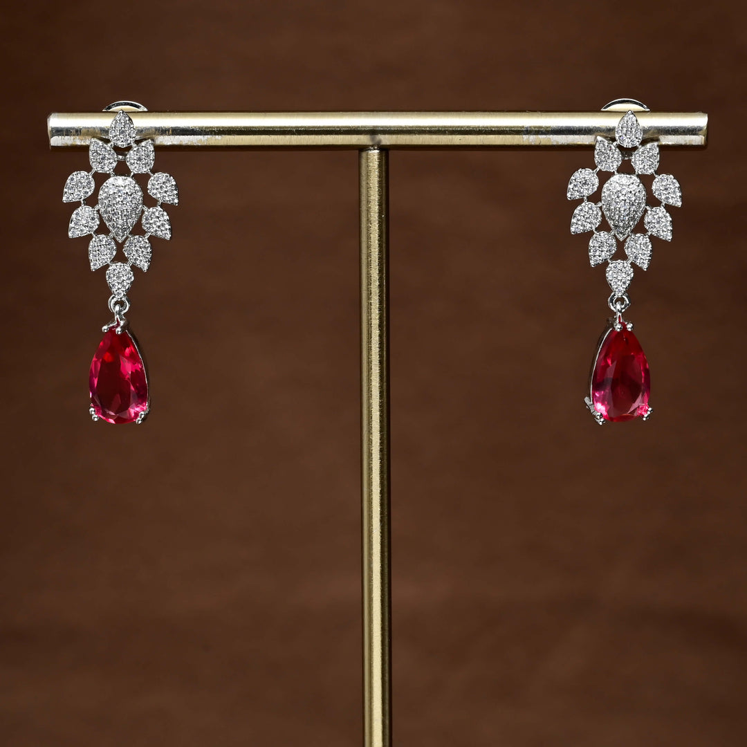 CZ White Gold Earrings