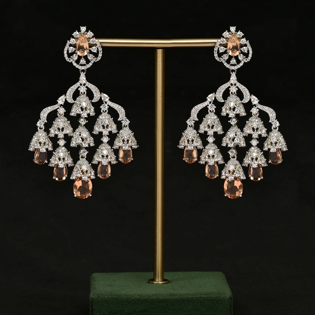 CZ White Gold Earrings