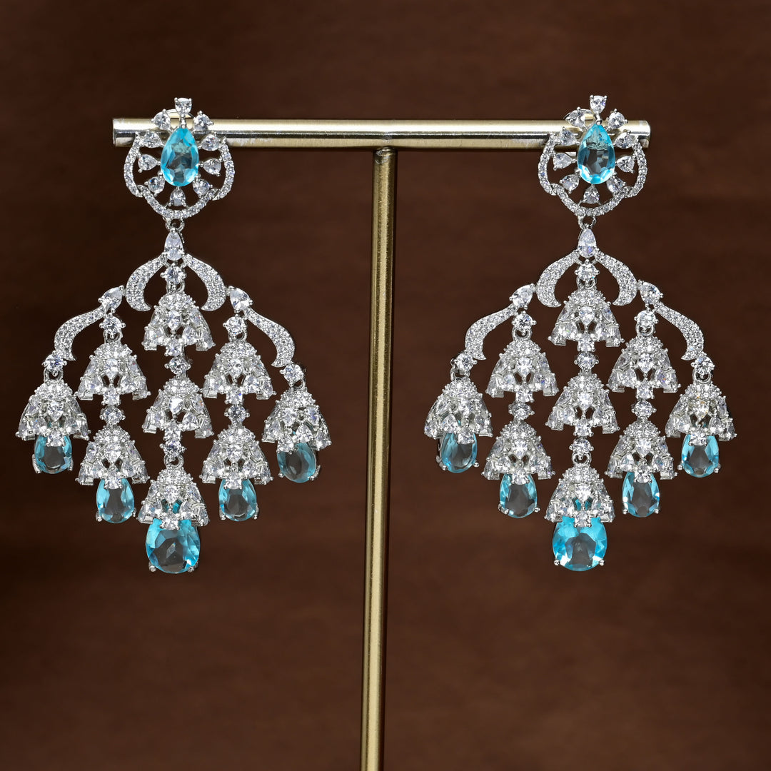 CZ White Gold Earrings